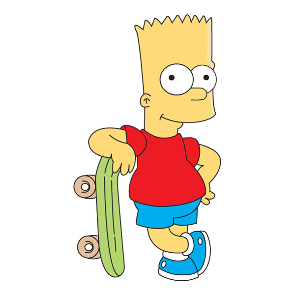Bart Simpson Leaning on Skateboard Full Body Cartoon Vector PNG Download vector illustration