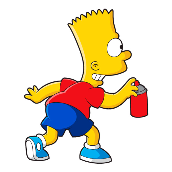 Bart Simpson Spray Painting Graffiti Pose Full Body Vector PNG Download