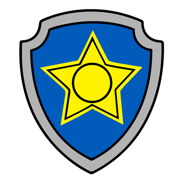 Chase Paw Patrol Police Badge Shield Flat Vector PNG Download vector illustration
