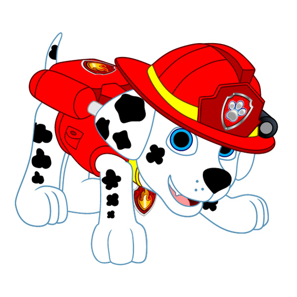 Crouching Marshall PAW Patrol Full Body Vector PNG Download vector illustration