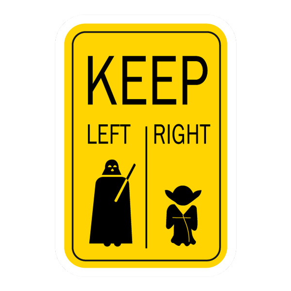 Darth Vader and Yoda Keep Left Right Road Sign Silhouette Vector PNG Download vector illustration