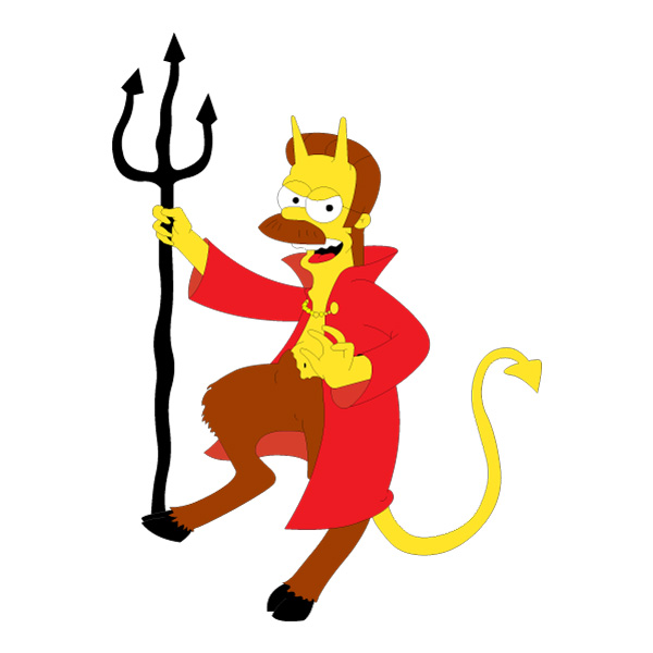 Devil Ned Flanders Holding Pitchfork Full Body Vector PNG Download vector illustration