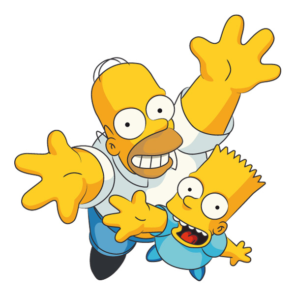 Excited Homer and Bart Simpson Reaching Up Cartoon Vector PNG Download vector illustration