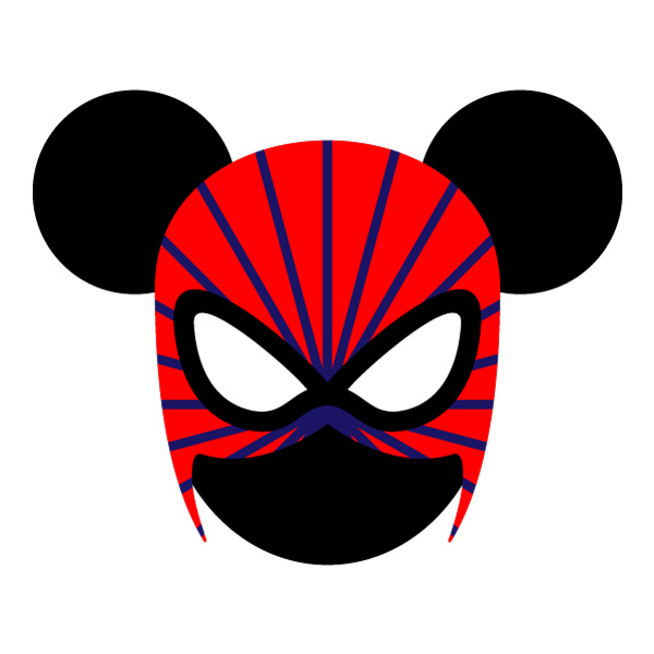 Front Facing Mickey Mouse Spider-Man Mask Flat Vector PNG Download vector illustration