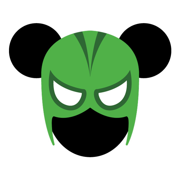 Front Facing Mickey Mouse Superhero Mask Head Flat Vector PNG Download vector illustration