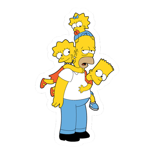 Homer Simpson Carrying Bart Lisa and Maggie Full Body Vector PNG Download vector illustration