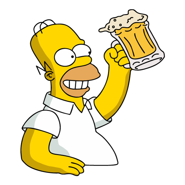 Homer Simpson Holding Beer Mug Half Body Cartoon Vector PNG Download vector illustration