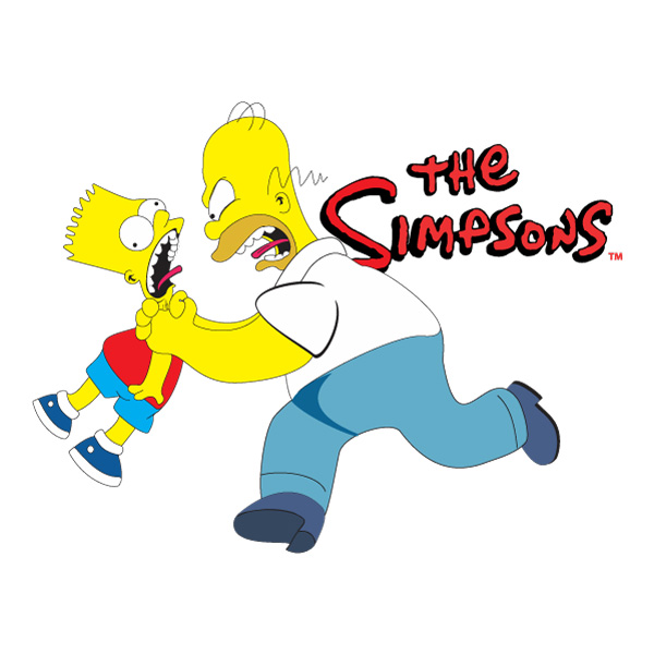 Homer Strangling Bart Simpson Full Body Cartoon Vector PNG Download vector illustration