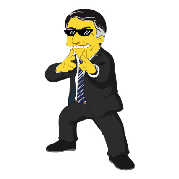 Jair Bolsonaro Finger Guns Simpsons Style Full Body Vector PNG Download vector illustration