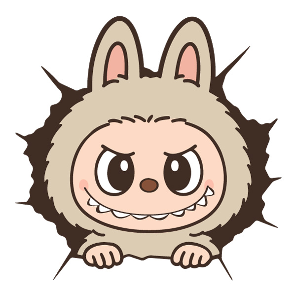 Labubu Peeking Through Hole Mascot Vector PNG Download vector illustration