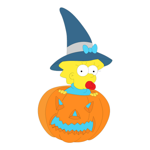 Maggie Simpson Peeking from Pumpkin Witch Costume Vector PNG Download vector illustration