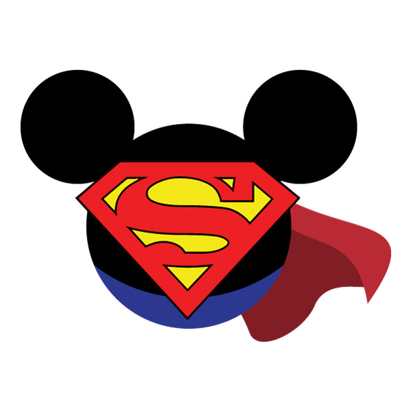 Mickey Mouse Superman Mashup Head Silhouette Flat Design Vector PNG vector illustration