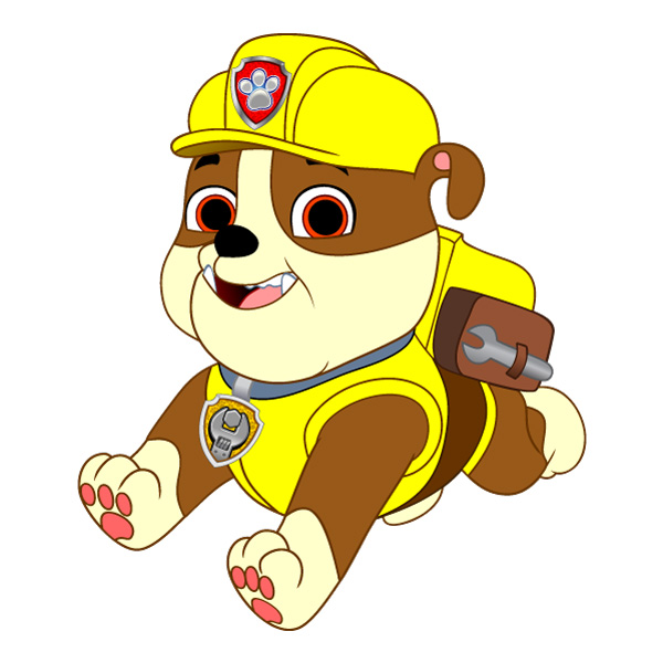 Running Rubble PAW Patrol Full Body Vector PNG Download vector illustration