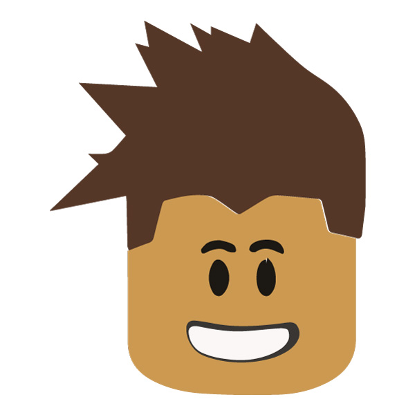 Roblox Character Head Spiky Hair Winning Smile Flat Vector PNG Download vector illustration