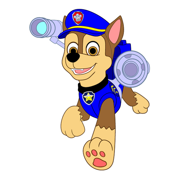 Running Chase PAW Patrol Full Body Vector PNG Download vector illustration