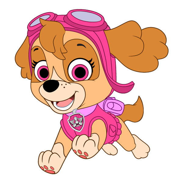 Running Skye PAW Patrol Full Body Vector PNG Download vector illustration