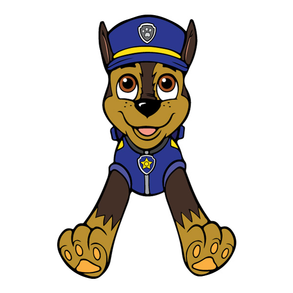 Sitting Chase PAW Patrol Front View Mascot Vector PNG Download vector illustration