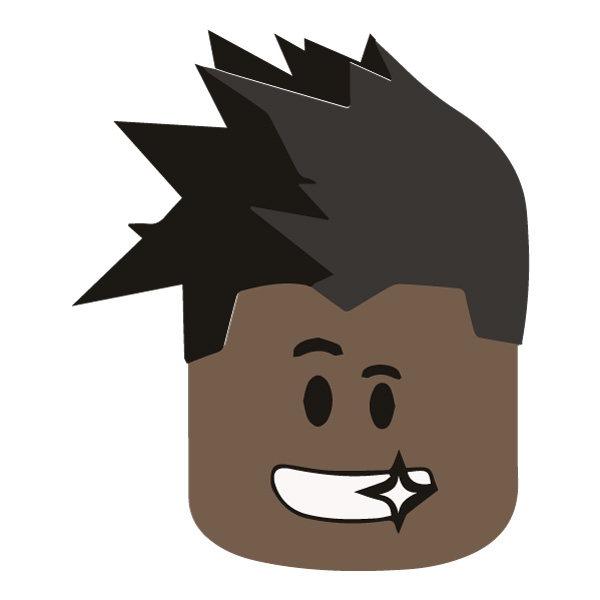 Smiling Roblox Avatar Head with Spiky Hair Flat Vector PNG Download vector illustration