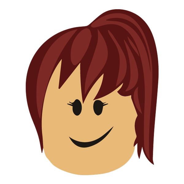 Smiling Roblox Girl Avatar Head Flat Vector PNG Download vector illustration