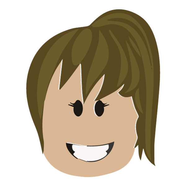 Smiling Roblox Girl Head Flat Vector PNG Download vector illustration
