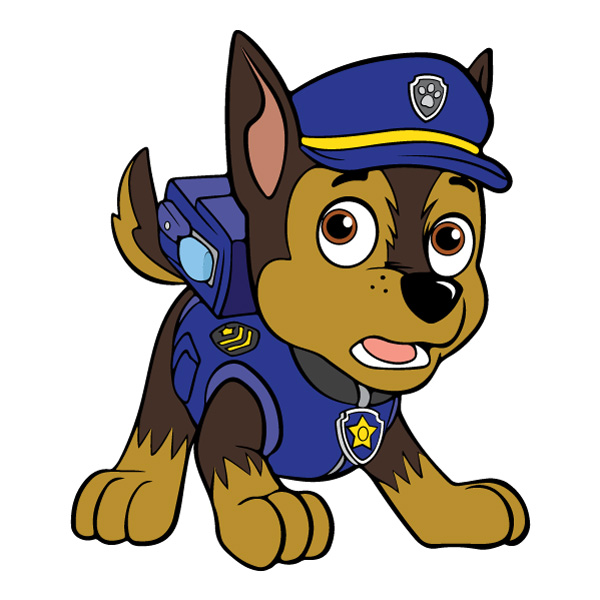 Standing Alert Chase PAW Patrol Full Body Vector PNG Download vector illustration