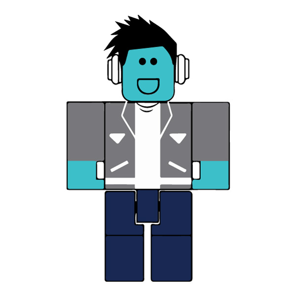 Standing Flat Design Roblox Character Full Body Vector PNG Download vector illustration