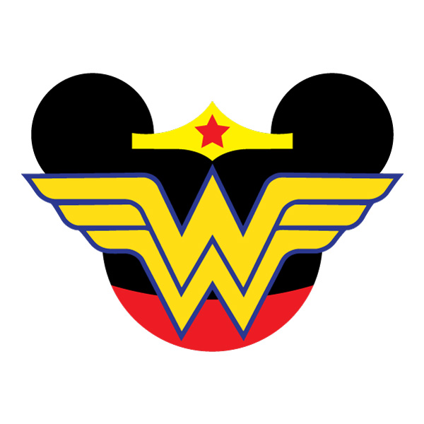 Wonder Woman Mickey Mouse Head Icon Flat Design Vector PNG Download vector illustration